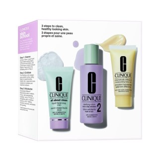 Clinique 3-Step Skin Care zestaw mydło do twarzy 30ml + płyn złuszczający do twarzy 60ml + nawilżająca emulsja do twarzy 30ml