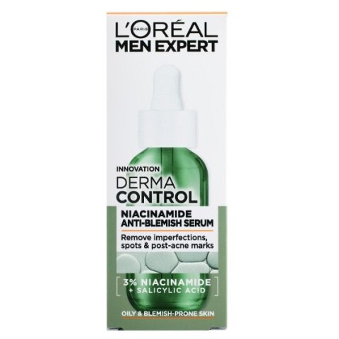 L'Oreal Paris Men Expert Derma Control serum przeciw niedoskonałościom z niacynamidem 30ml L'Oreal Paris Men Expert Derma Control serum przeciw niedoskonałościom z niacynamidem 30ml