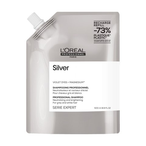 L'Oreal Professionnel Serie Expert Silver szampon do włosów siwych i rozjaśnianych refill 500ml L'Oreal Professionnel Serie Expert Silver szampon do włosów siwych i rozjaśnianych refill 500ml
