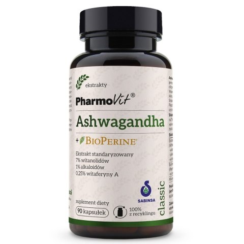 Pharmovit Ashwagandha + BioPerine suplement diety 90 kapsułek Pharmovit Ashwagandha + BioPerine suplement diety 90 kapsułek