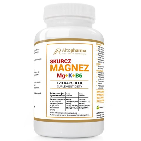 AltoPharma Magnez Skurcz + Potas + Witamina B suplement diety 120 kapsułek AltoPharma Magnez Skurcz + Potas + Witamina B suplement diety 120 kapsułek