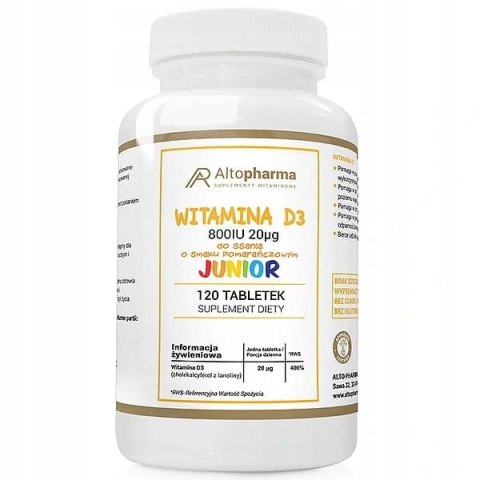 AltoPharma Witamina D3 Junior 800IU suplement diety 120 tabletek AltoPharma Witamina D3 Junior 800IU suplement diety 120 tabletek