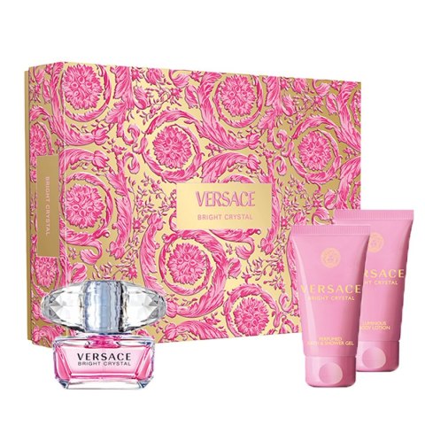 Versace Bright Crystal zestaw woda toaletowa spray 50ml + balsam do ciała 50ml + żel pod prysznic 50ml