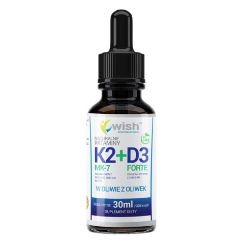 WISH Pharmaceutical Witamina K2 MK-7 + D3 Forte w kroplach suplement diety 30ml