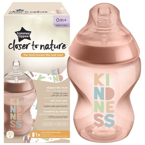 Tommee Tippee Closer To Nature butelka do karmienia ze smoczkiem silikonowym 0m+ 260ml Tommee Tippee Closer To Nature butelka do karmienia ze smoczkiem silikonowym 0m+ 260ml