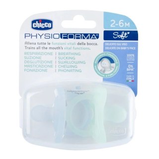 Chicco PhysioForma Soft smoczek silikonowy uspokajający 2-6m Niebieski 2szt.