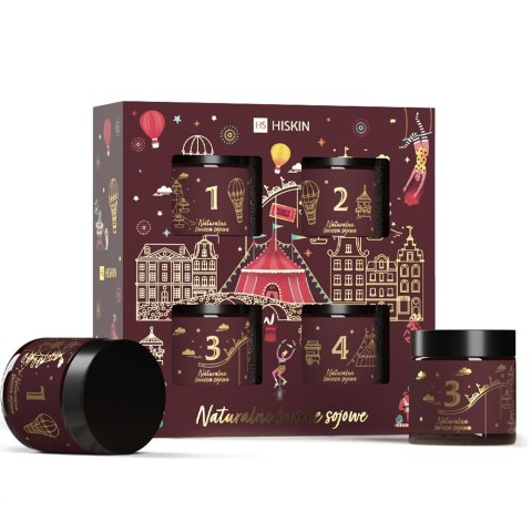 HiSkin Bordo Box zestaw świec sojowych 4x100ml HiSkin Bordo Box zestaw świec sojowych 4x100ml