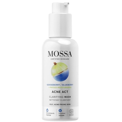 MOSSA Acne Act żel oczyszczający do skóry z niedoskonałościami z agrestem i borówką 140ml