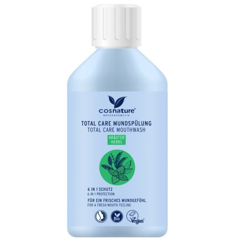 Cosnature Total Care Mouthwash płyn do płukania ust 6w1 o smaku ziołowym z fluorem 300ml