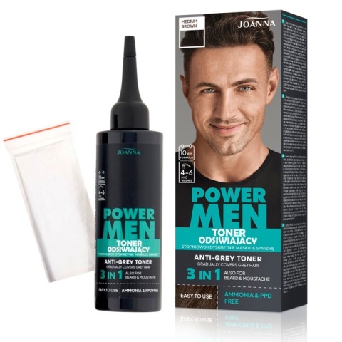 Joanna Power Men Toner Odsiwiacz do Włosów 03 Medium Brown 80g