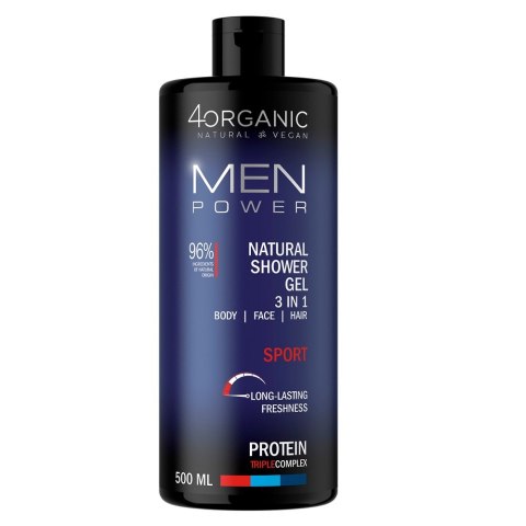 4organic Men Power naturalny żel pod prysznic 3w1 Sport 500ml