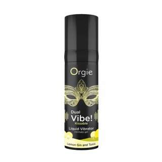 Orgie Dual Vibe! Kissable Liquid Vibrator żel intymny smakowy z efektem wibracji Cytrynowy Gin z Tonikiem 15ml
