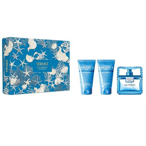 Versace Eau Fraiche Pour Homme zestaw woda toaletowa spray 50ml + żel pod prysznic 50ml + balsam po goleniu 50ml