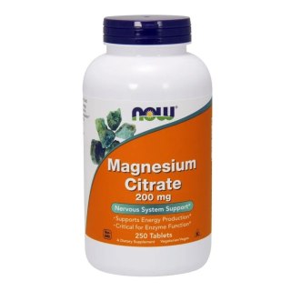 Now Foods Magnesium Citrate 200mg suplement diety 250 tabletek
