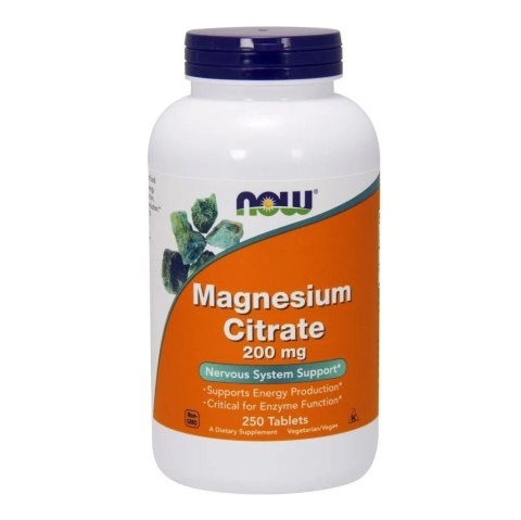 Now Foods Magnesium Citrate 200mg suplement diety 250 tabletek