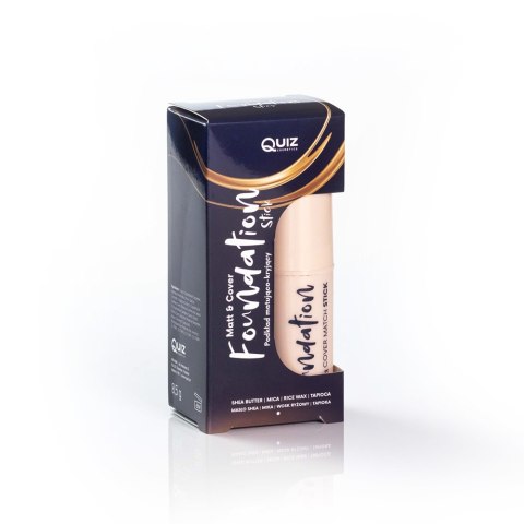 Quiz Cosmetics Matt & Cover Stick Foundation kryjący podkład w sticku wzbogacony olejem rycynowym i masłem shea Porcelain 7.5g