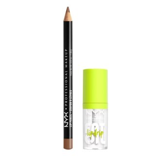 NYX Professional MakeUp Duo Kit zestaw Slim Lip Pencil kredka do ust Nude Truffle 1.04g + Fat Oil Lip Drip olejek do ust My Main 4.8ml