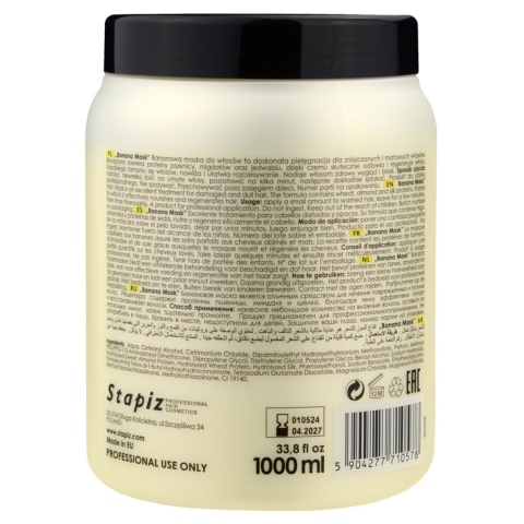 Stapiz Basic Salon Banana Maska Bananowa do Włosów Zniszczonych 1L