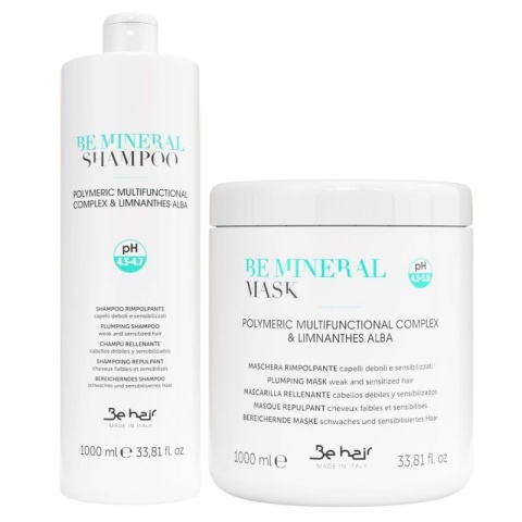 Be Hair Be Mineral Szampon Mineralny + Maska Mineralna do Włosów Suchych 2x1000ml