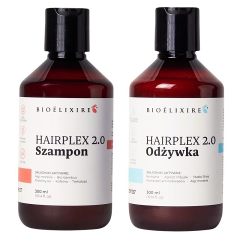 Bioelixire Hairplex 2.0 Szampon + Odżywka Regenerująca do Włosów Zniszczonych 2x300ml