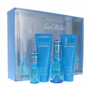 Davidoff Cool Water Woman zestaw woda toaletowa spray 50ml + balsam do ciała 75ml + żel pod prysznic 75ml + woda toaletowa spray 15ml