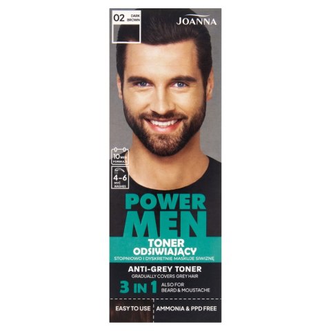 Joanna Power Men toner odsiwiający 02 Dark Brown 80g
