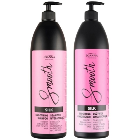 Joanna Professional Silk Szampon wygładzający + Odżywka do włosów z jedwabiem 2x1000ml