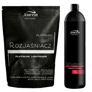 Joanna Professional Utleniacz w kremie 9% 1000g + Platinum Rozjaśniacz do włosów srebrny 450g