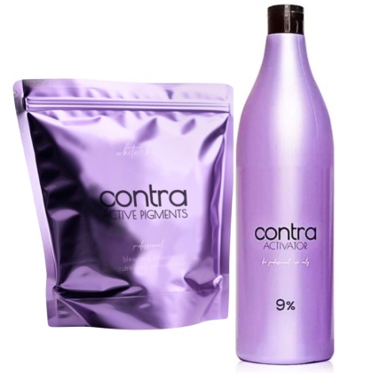 PROFIS Contra Rozjaśniacz do Włosów Białe Włosy 500g + Aktywator w Kremie 9% 1000ml