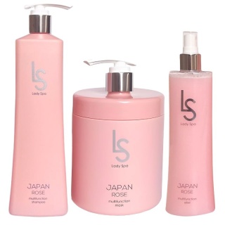 Profis Lady Spa Japan Rose Szampon 800ml + Maska 1000ml + Spray Wielofunkcyjny do Włosów 250ml