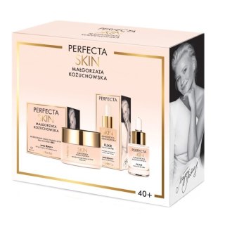 Perfecta Skin Małgorzata Kożuchowska 40+ zestaw modelująco-liftingujący krem na dzień i na noc 50ml + nawilżająco-wygładzający elixir pod