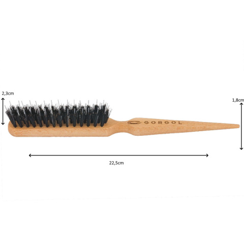 Gorgol Natur, drewniana szczotka do tapirowania, kokówka z rozczesywaczem 3R