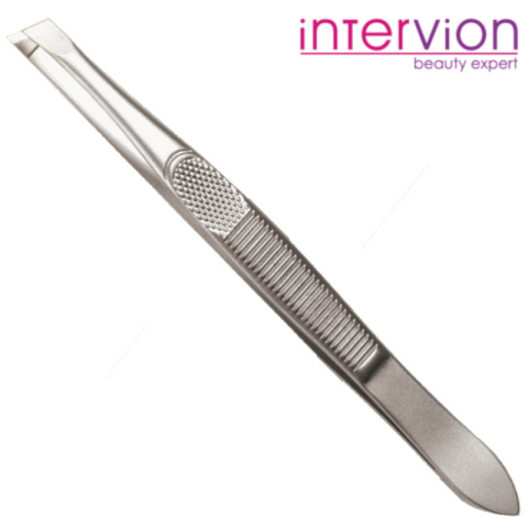 Intervion Premium Line Satin pęseta skośna, srebrna Intervion Premium Line Satin pęseta skośna, srebrna