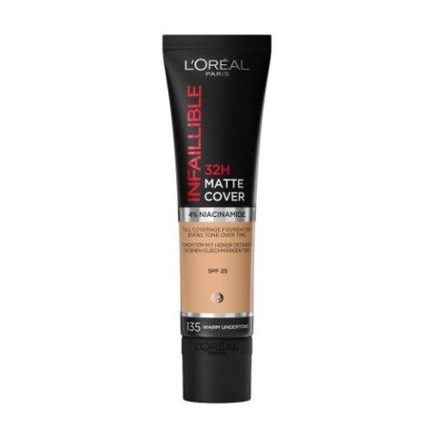 L'Oreal Paris Infallible 32H Matte Cover Foundation długotrwały podkład matujący 135 Warm Undertone/Vanilla 30ml L'Oreal Paris Infallible 32H Matte Cover Foundation długotrwały podkład matujący 135 Warm Undertone/Vanilla 30ml