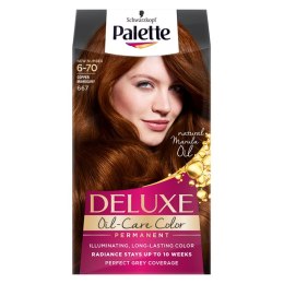 Deluxe Oil-Care Color farba do włosów trwale koloryzująca z mikroolejkami 667 (6-70) Miedziany Mahoń Palette