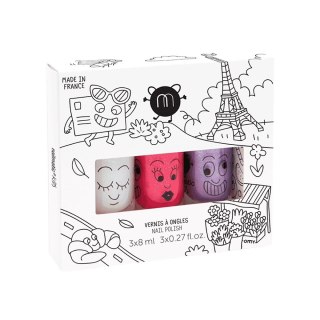 Nailmatic Kids City zestaw lakierów do paznokci Super 8ml + Kitty 8ml + Piglou 8ml