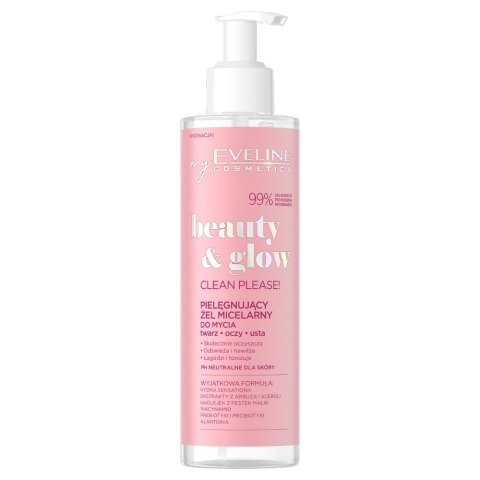 Beauty & Glow pielęgnujący żel micelarny do mycia twarzy 200ml Eveline Cosmetics Beauty & Glow pielęgnujący żel micelarny do mycia twarzy 200ml Eveline Cosmetics