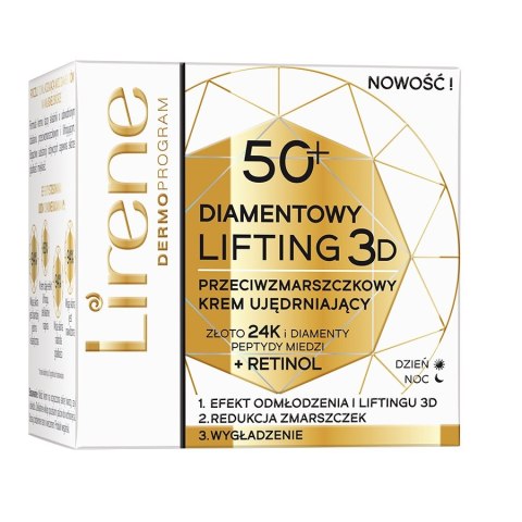 Lirene Diamentowy Lifting 3D przeciwzmarszczkowy krem ujędrniający 50+ 50ml Lirene Diamentowy Lifting 3D przeciwzmarszczkowy krem ujędrniający 50+ 50ml