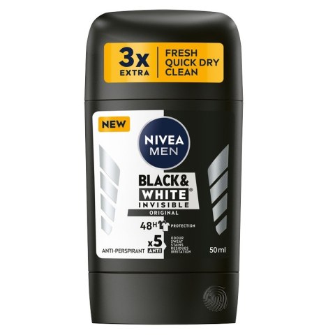 Nivea Men Black&White Invisible Original antyperspirant w sztyfcie 50ml Nivea Men Black&White Invisible Original antyperspirant w sztyfcie 50ml