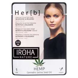 Nourishing & Relaxing Tissue Face Mask intensywnie odżywczo-relaksacyjna maseczka w płachcie do twarzy Cannabis 20g IROHA nature