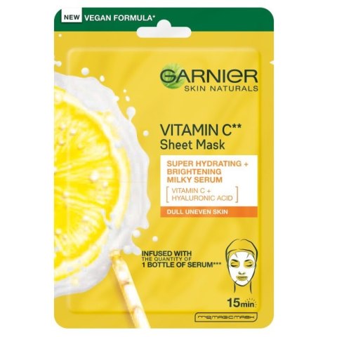 Garnier Skin Naturals Vitamin C Sheet Mask nawilżająca maska na tkaninie z witaminą C 28g Garnier Skin Naturals Vitamin C Sheet Mask nawilżająca maska na tkaninie z witaminą C 28g