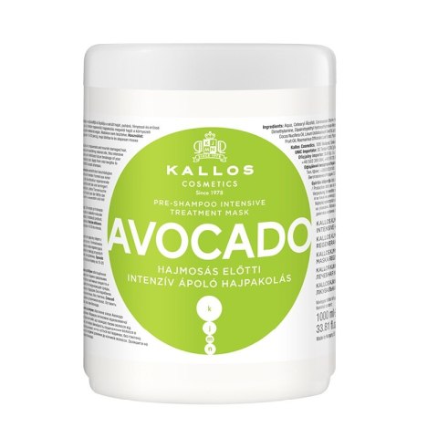 Kallos KJMN Avocado Pre-Shampoo Intensive Treatment Mask intensywnie regenerująca maska do włosów 1000ml