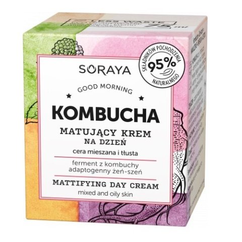 Soraya Kombucha matujący krem na dzień cera mieszana i tłusta 75ml Soraya Kombucha matujący krem na dzień cera mieszana i tłusta 75ml