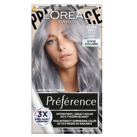 L'Oreal Paris Preference Vivid Colors trwała farba do włosów 10.112 Silver Grey L'Oreal Paris Preference Vivid Colors trwała farba do włosów 10.112 Silver Grey
