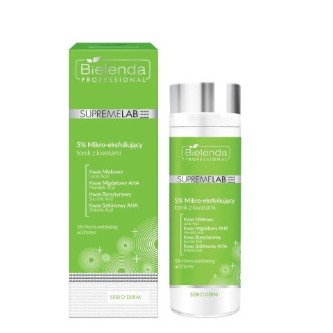Bielenda Professional SupremeLab Sebio Derm 5% mikro-eksfoliujący tonik z kwasami 200ml Bielenda Professional SupremeLab Sebio Derm 5% mikro-eksfoliujący tonik z kwasami 200ml