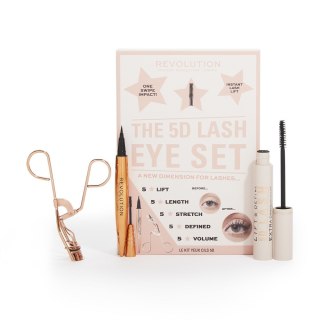 Makeup Revolution The 5D Lash Eye Set zestaw Lift & Define 5D Lash Mascara tusz do rzęs + Renaissance Flick eyeliner w pisaku + Rose Gold Eyelash 