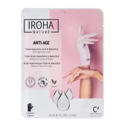 Anti-Age Hand Mask przeciwstarzeniowa maska do rąk w formie rękawic Triple Hyaluronic Acid & Bakuchiol 2x9ml IROHA nature