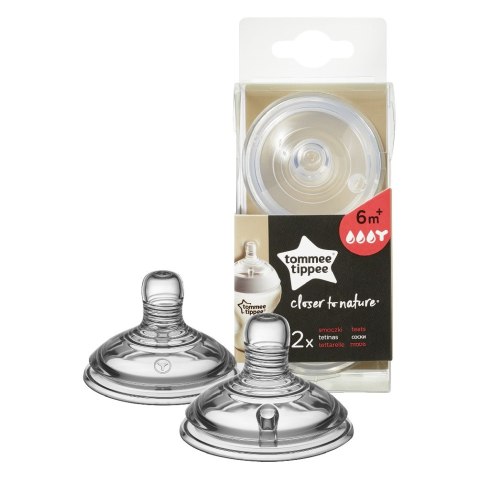 Tommee Tippee Closer To Nature Smoczek silikonowy na butelkę przepływ do kaszki 2szt Tommee Tippee Closer To Nature Smoczek silikonowy na butelkę przepływ do kaszki 2szt