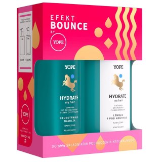 Efekt Bounce Hydrate My Hair zestaw szampon do suchej skóry głowy z peptydami 300ml + odżywka do włosów z humektantami 300ml Yope