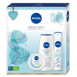 Nivea Fresh Soft zestaw Soft krem intensywnie nawilżający 100ml + Creme Soft żel pod prysznic 250ml + Fresh Natural dezodorant spray 1